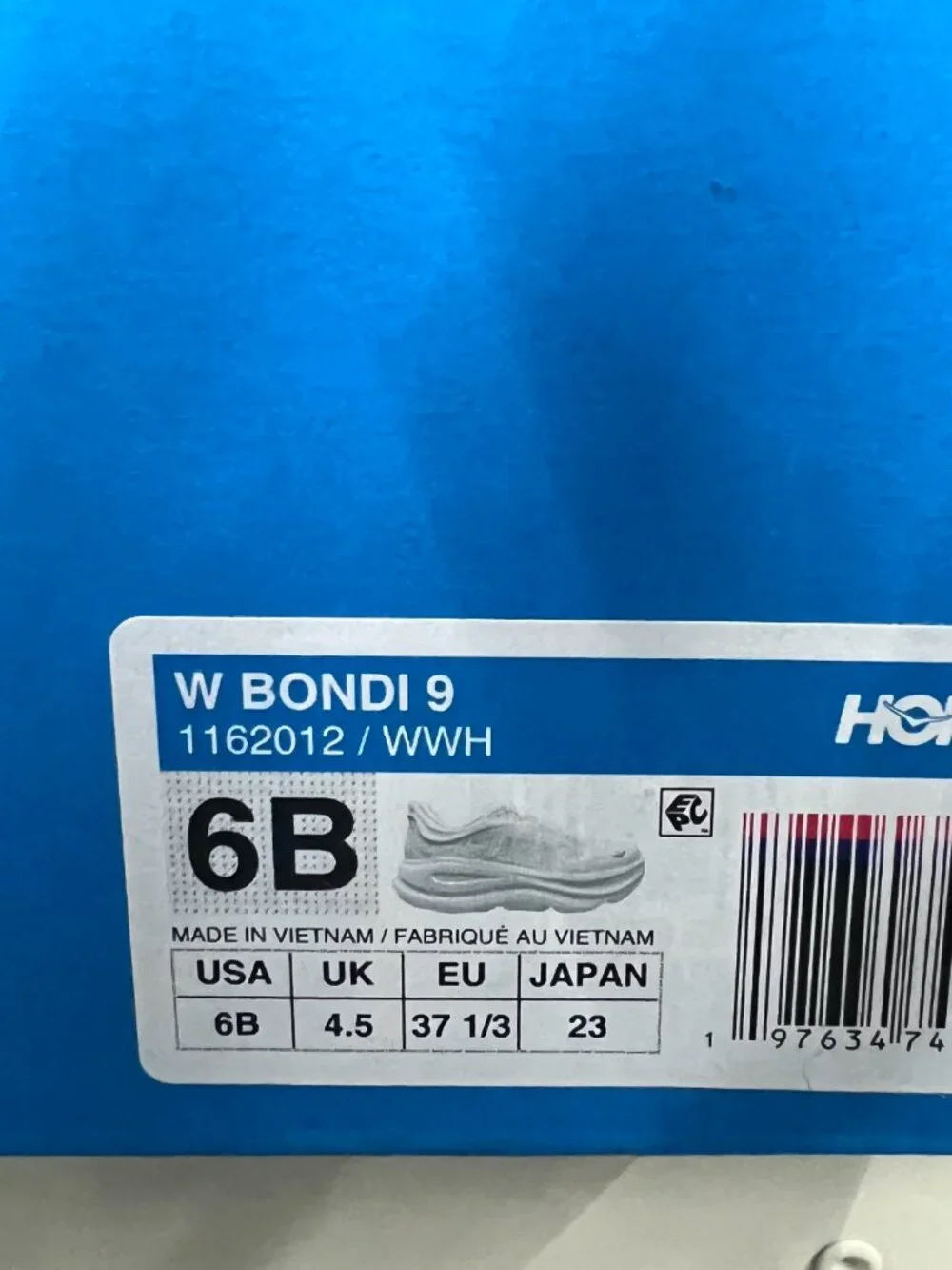 Hoka One One Bondi 9 White Running Shoe's Women's Size 6 1162012/WWH - Used